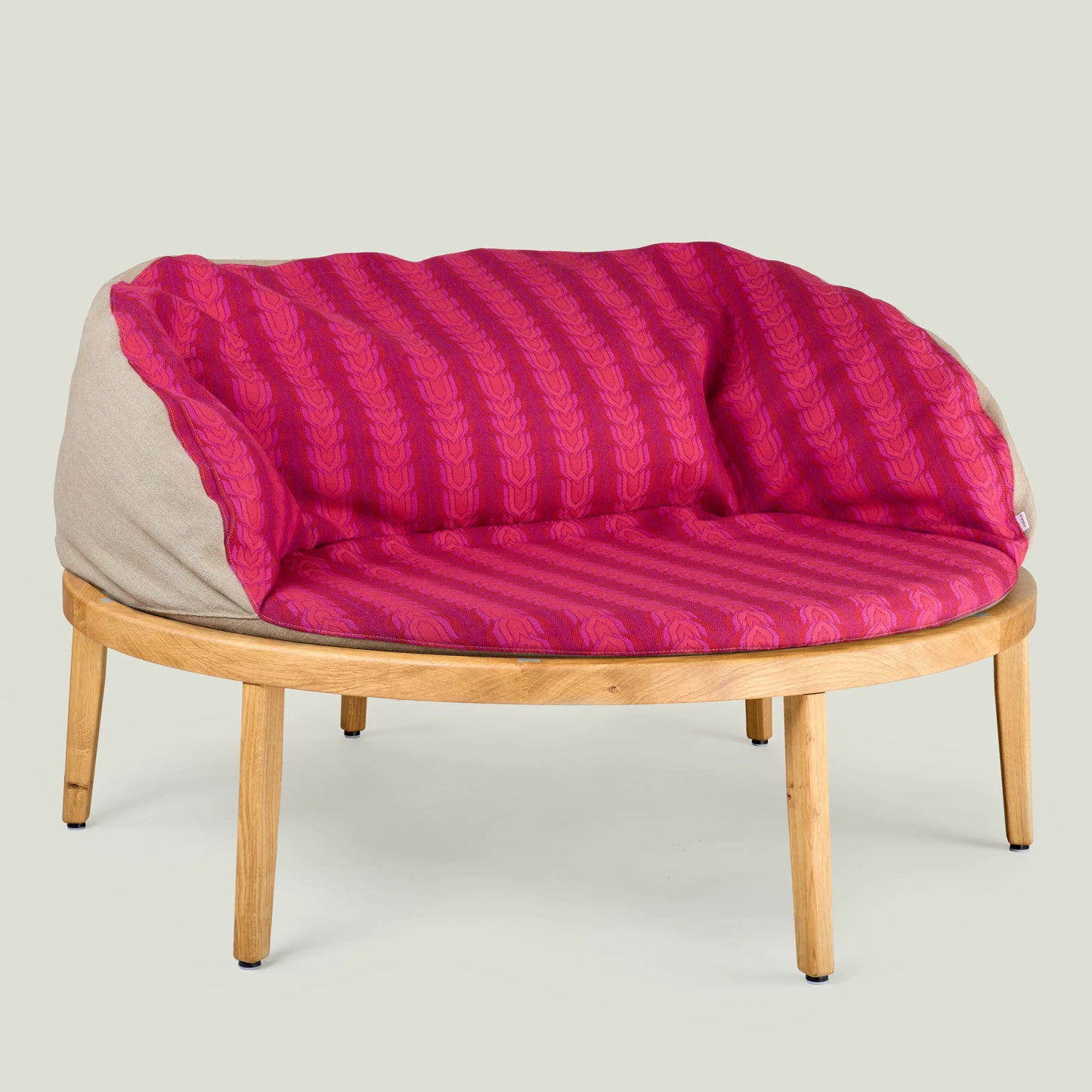 Trampoline Chair 126, Eiche, Sprung­matten­rand «Currant Red»